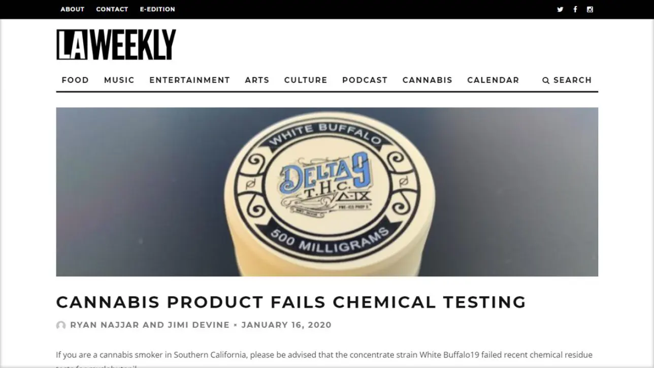 Cannabis Product Fails Chemical Testing