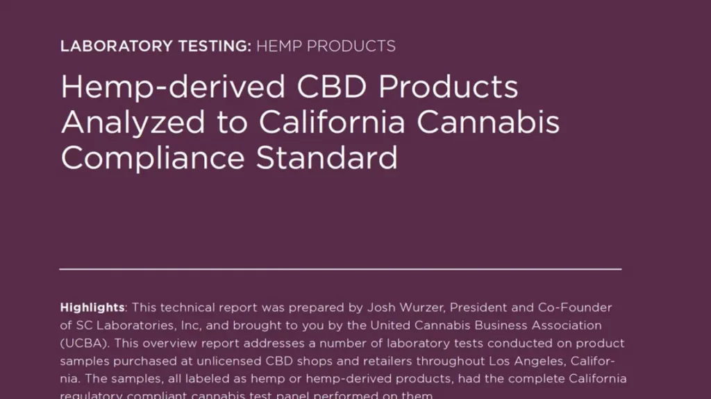 SC Labs Report: Hemp Derived CBD Products Analyzed to CA Cannabis Compliance Standard