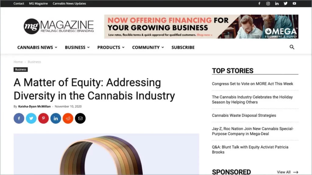 A Matter of Equity: Addressing Diversity in the Cannabis Industry