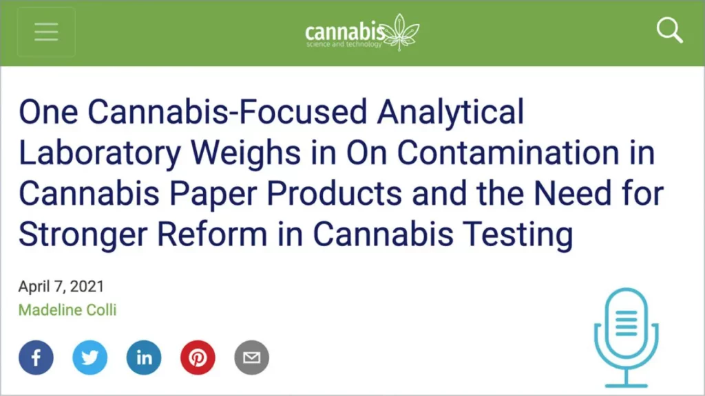 One Cannabis-Focused Analytical Laboratory Weighs in On Contamination in Cannabis Paper Products