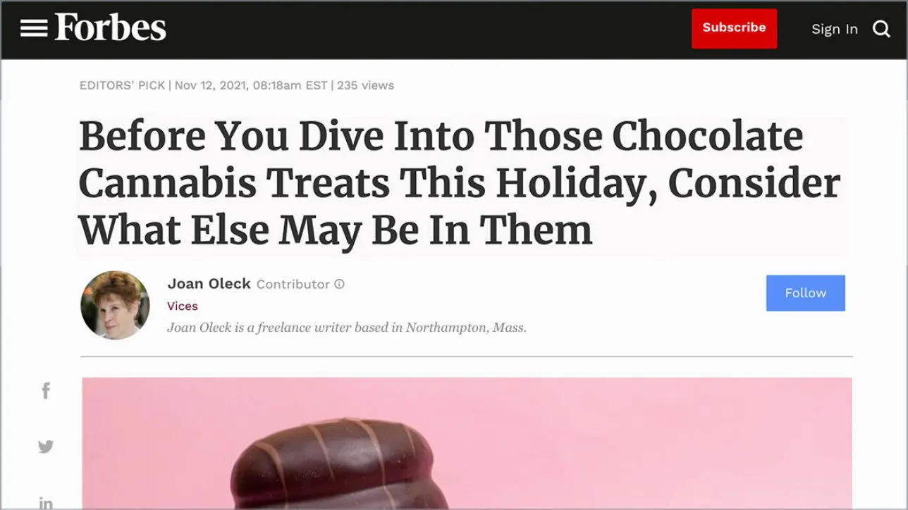 Before You Dive Into Those Chocolate Cannabis Treats This Holiday, Consider What Else May Be In Them