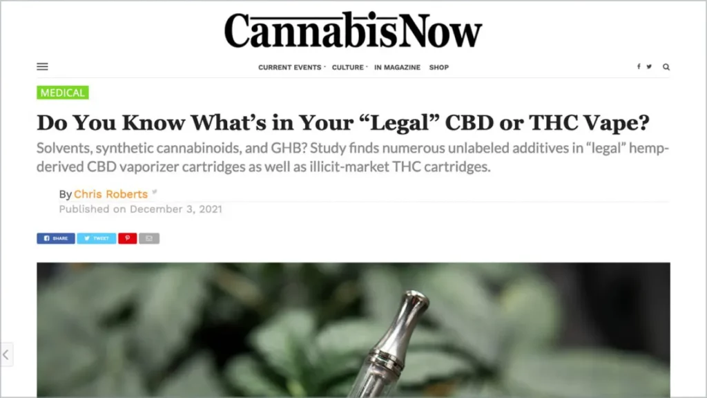 Do You Know What's in Your Legal CBD or THC Vape?