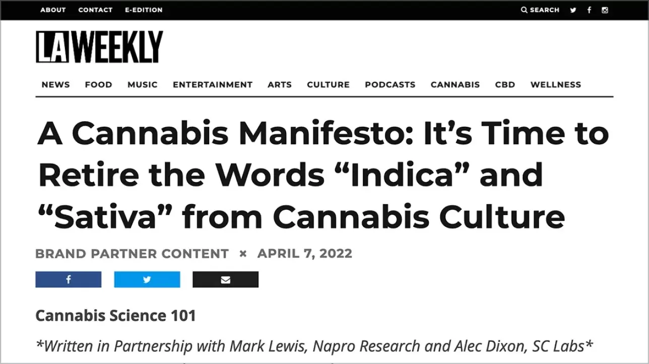 Cannabis Manifesto: Time to Retire“Indica” and “Sativa” Vocab