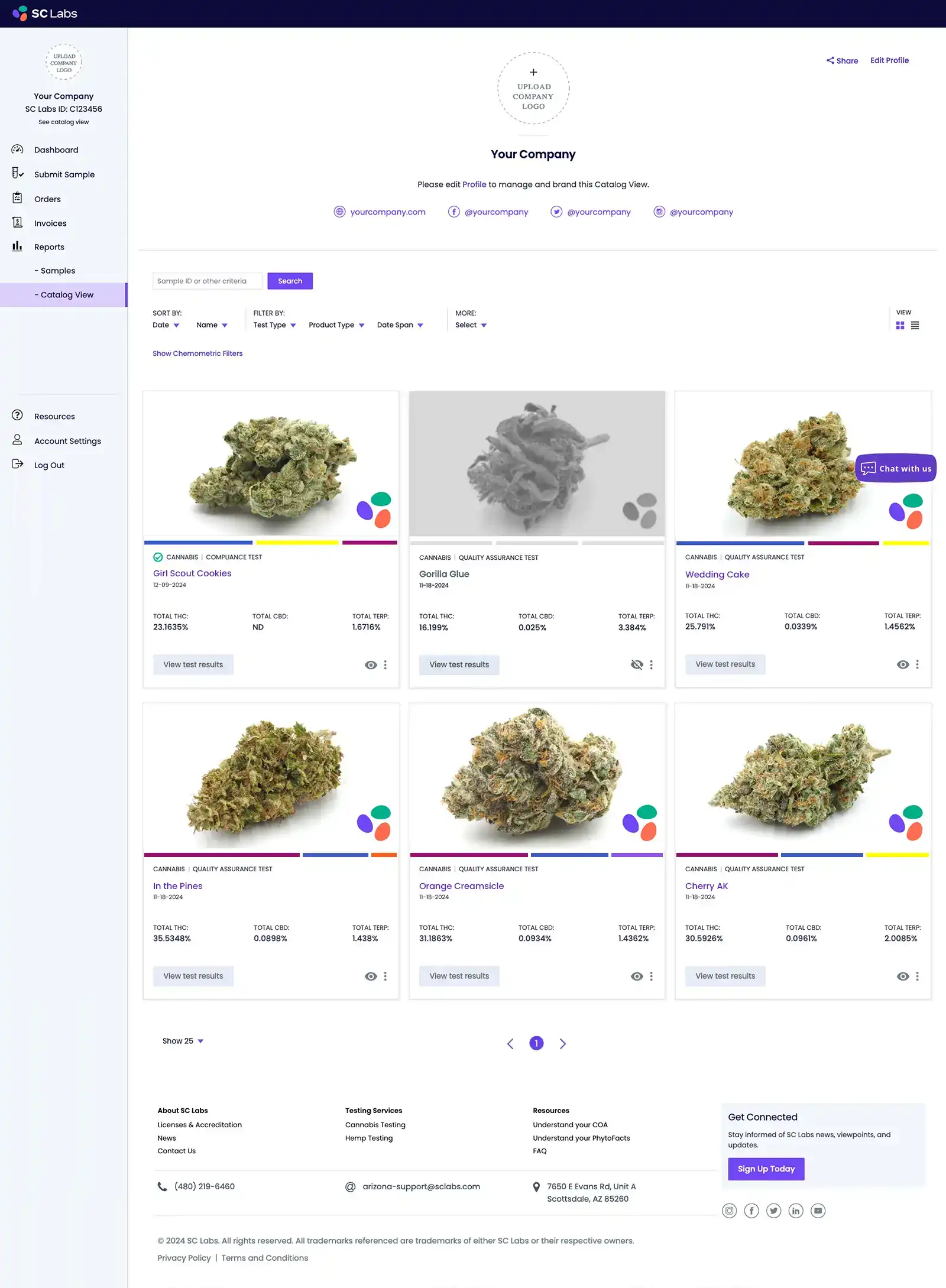 SC Labs CSP Catalog page