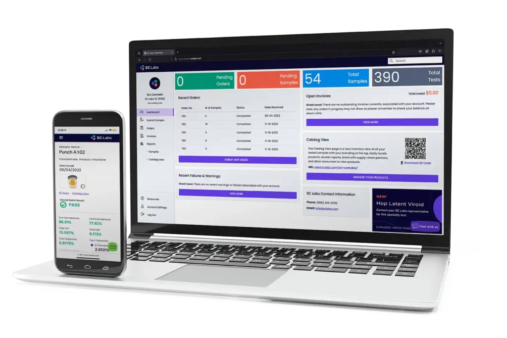 SC Labs Client Service Portal on laptop and mobile